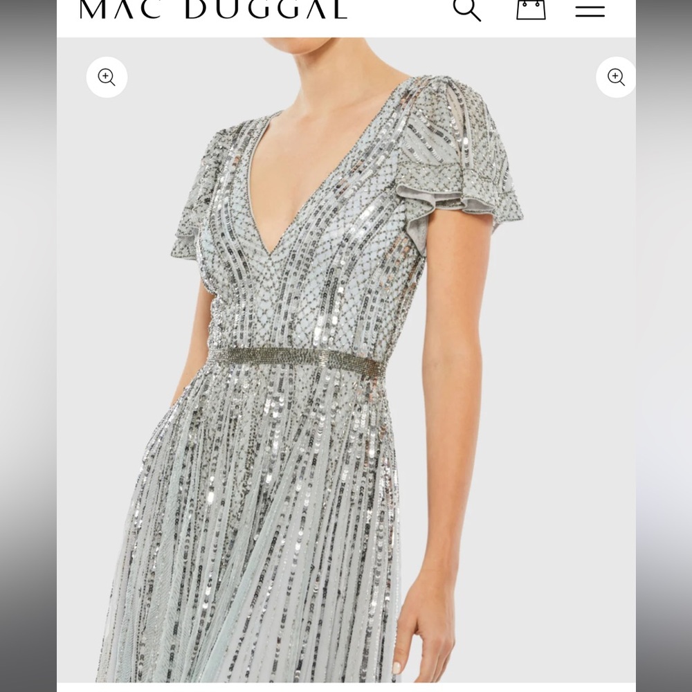 Adrianna Papell Ice Blue Silver Sequined Maxi Dress - Picture 2 of 12